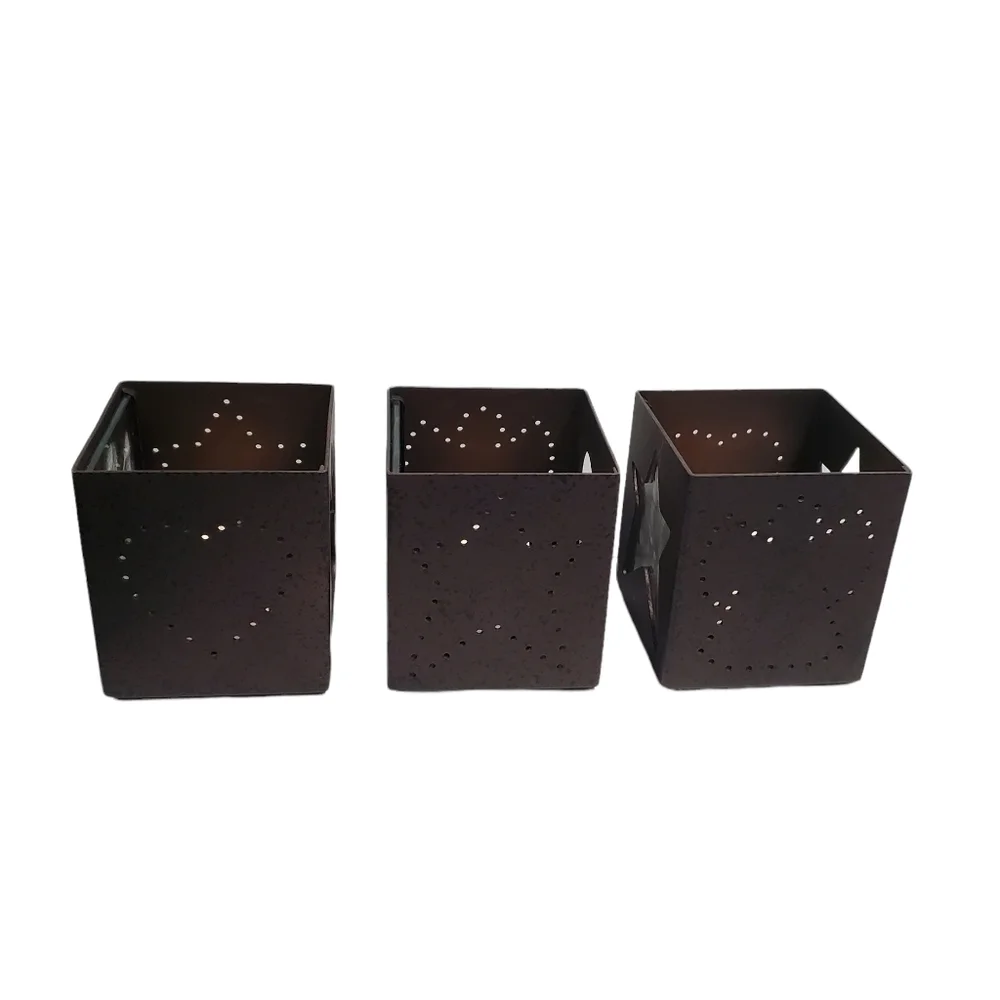 NIB Retired Partylite Celestial Lights Tealight Trio Metal glass candle holders - Picture 6 of 14